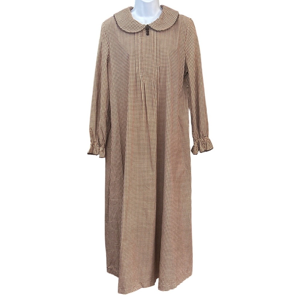 Vintage Prenatal Gingham Maxi Dress Cottagecore Prairie Peter Pan Collar Farm